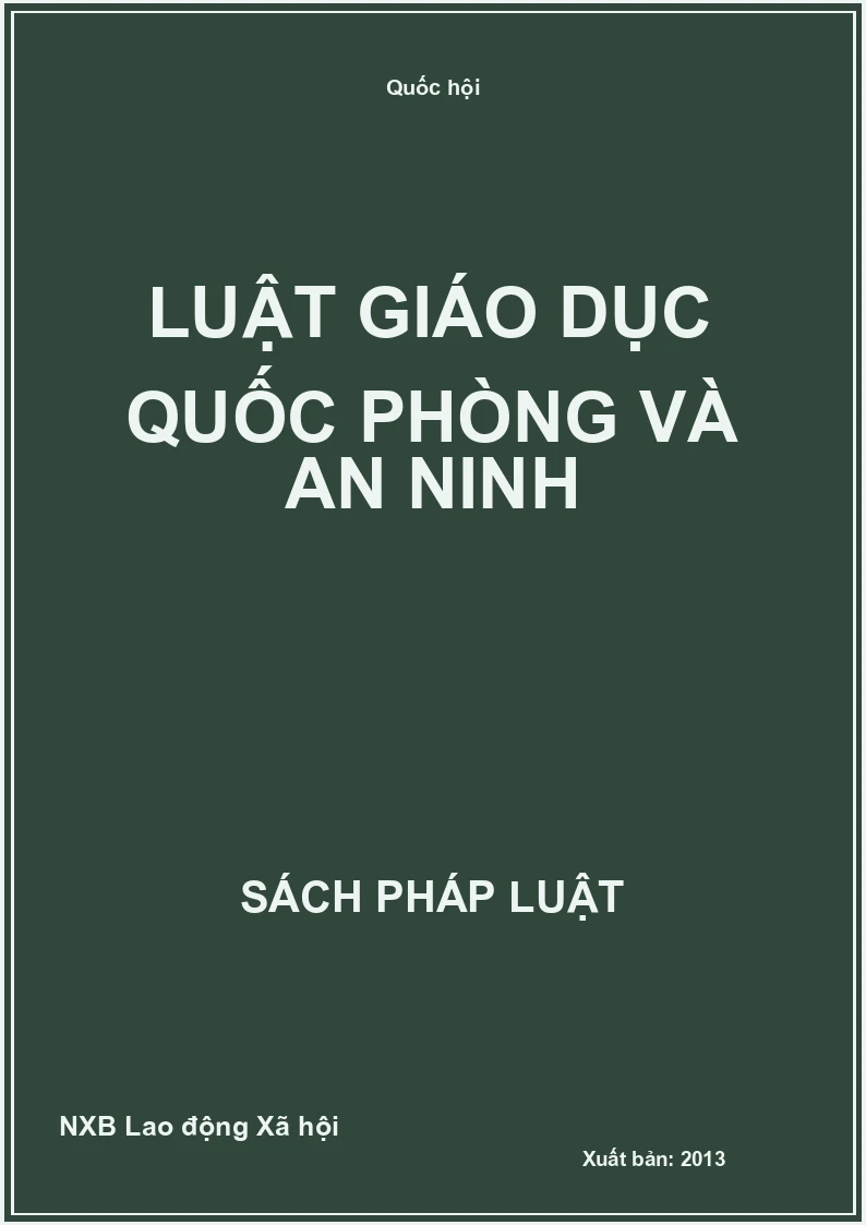 Luật Giáo Dục Quốc Phòng Và An Ninh