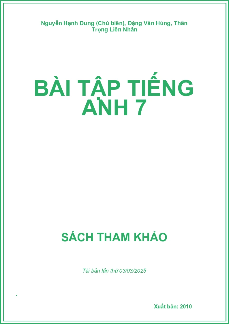 Bài Tập Tiếng Anh 7