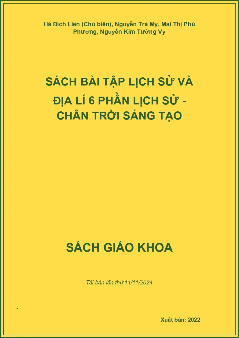 Sách bài tập Lịch sử và Địa lí 6 Phần Lịch sử - Chân trời sáng tạo