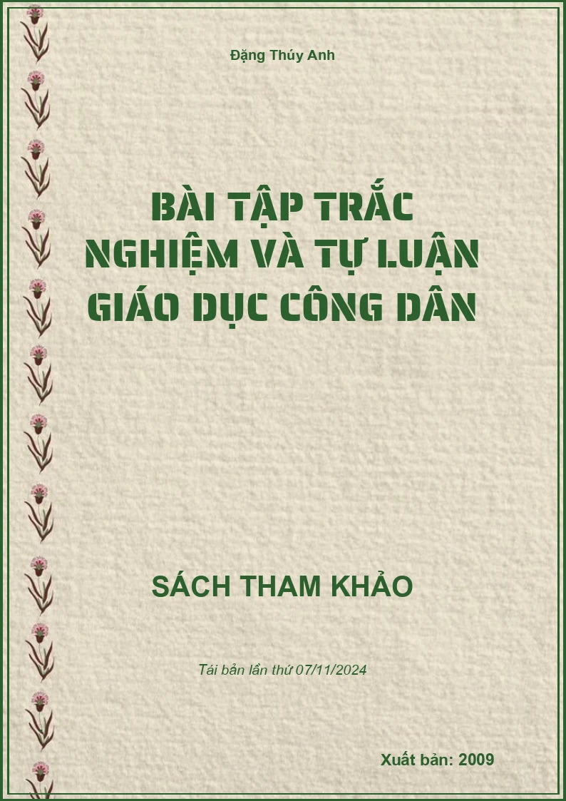 Bài Tập Trắc Nghiệm Và Tự Luận Giáo Dục Công Dân
