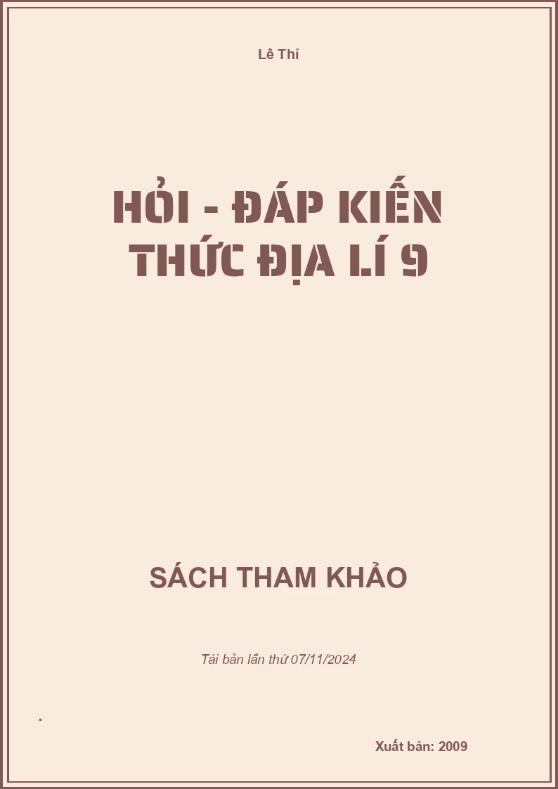 Hỏi - Đáp Kiến Thức Địa Lí 9