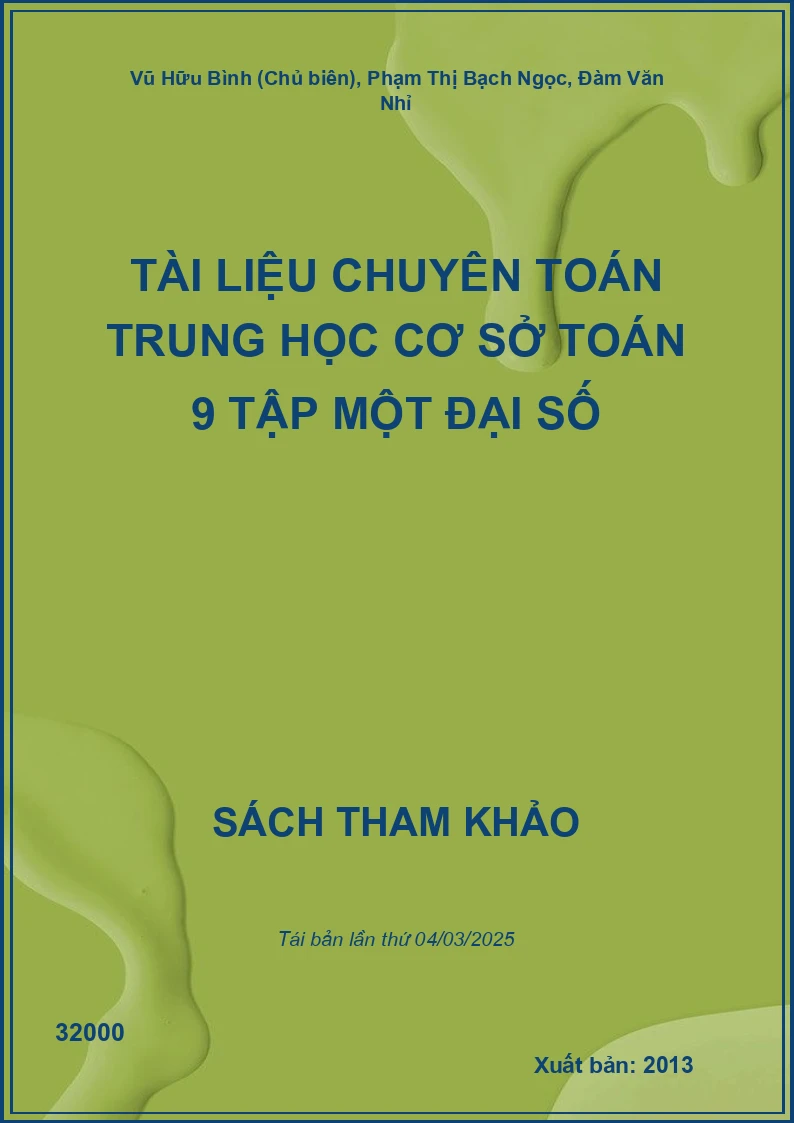 Tài Liệu Chuyên Toán Trung Học Cơ Sở Toán 9 Tập Một Đại Số