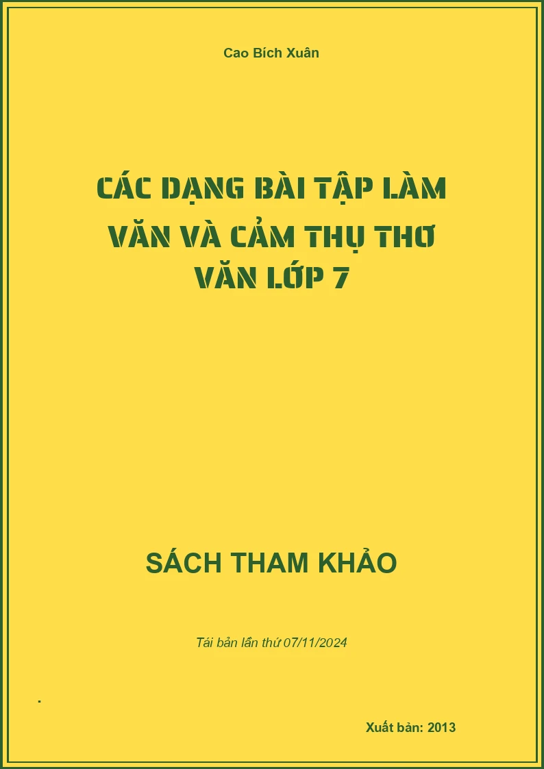 Các Dạng Bài Tập Làm Văn Và Cảm Thụ Thơ Văn Lớp 7
