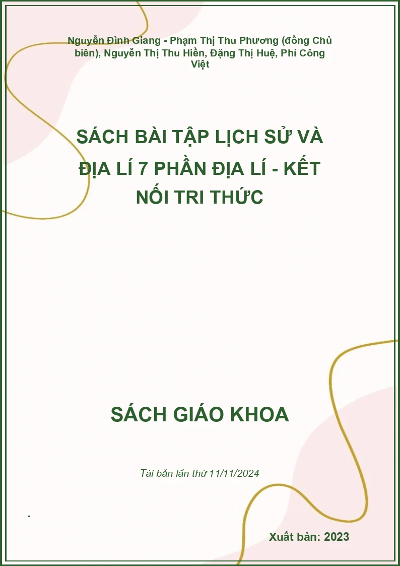 Sách bài tập Lịch sử và Địa lí 7 Phần Địa lí - Kết nối tri thức