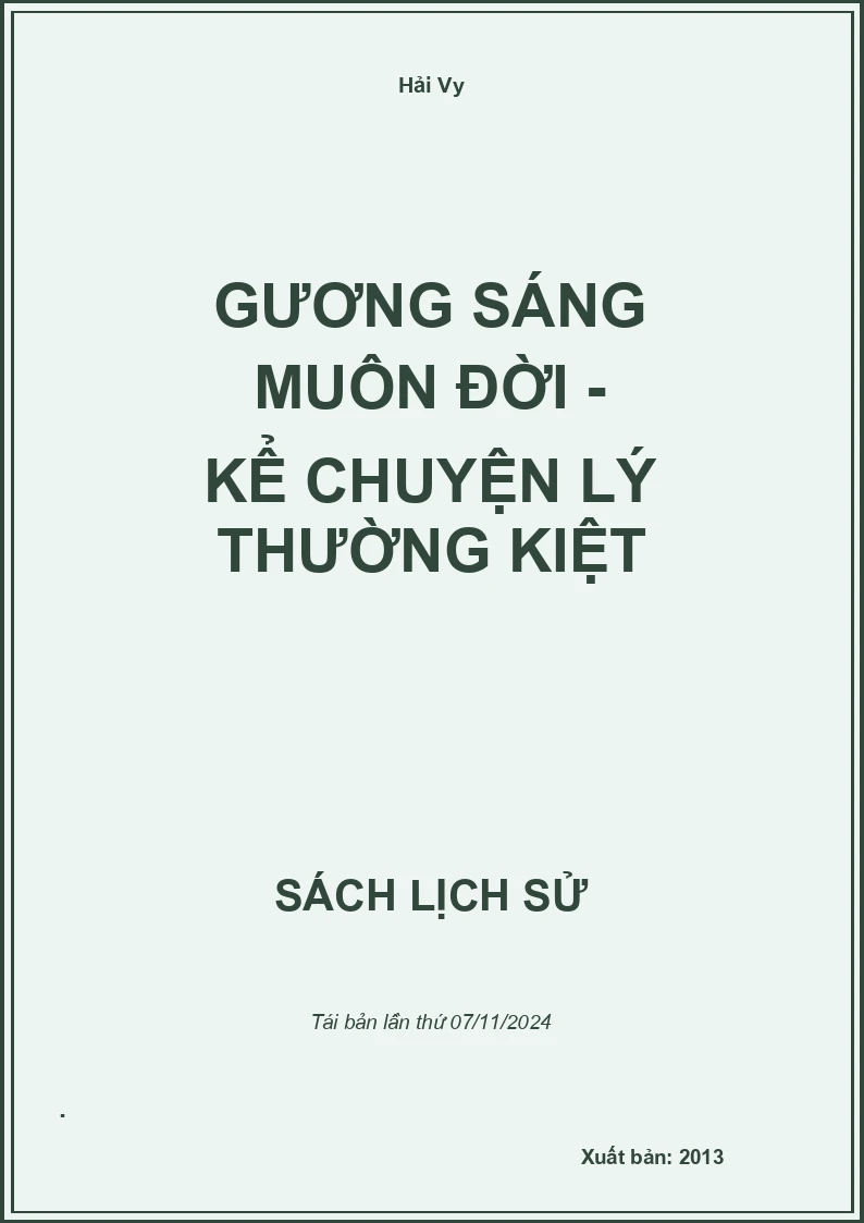 Gương Sáng Muôn Đời - Kể Chuyện Lý Thường Kiệt