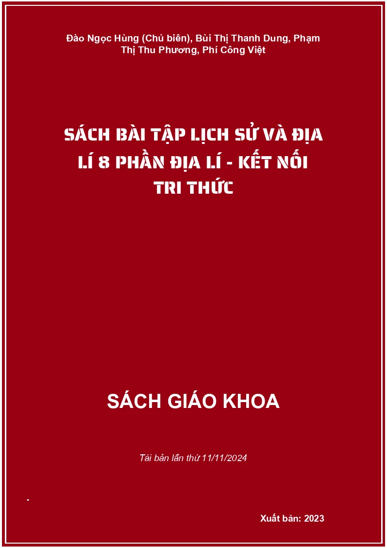 Sách bài tập Lịch sử và Địa lí 8 Phần Địa lí - Kết nối tri thức