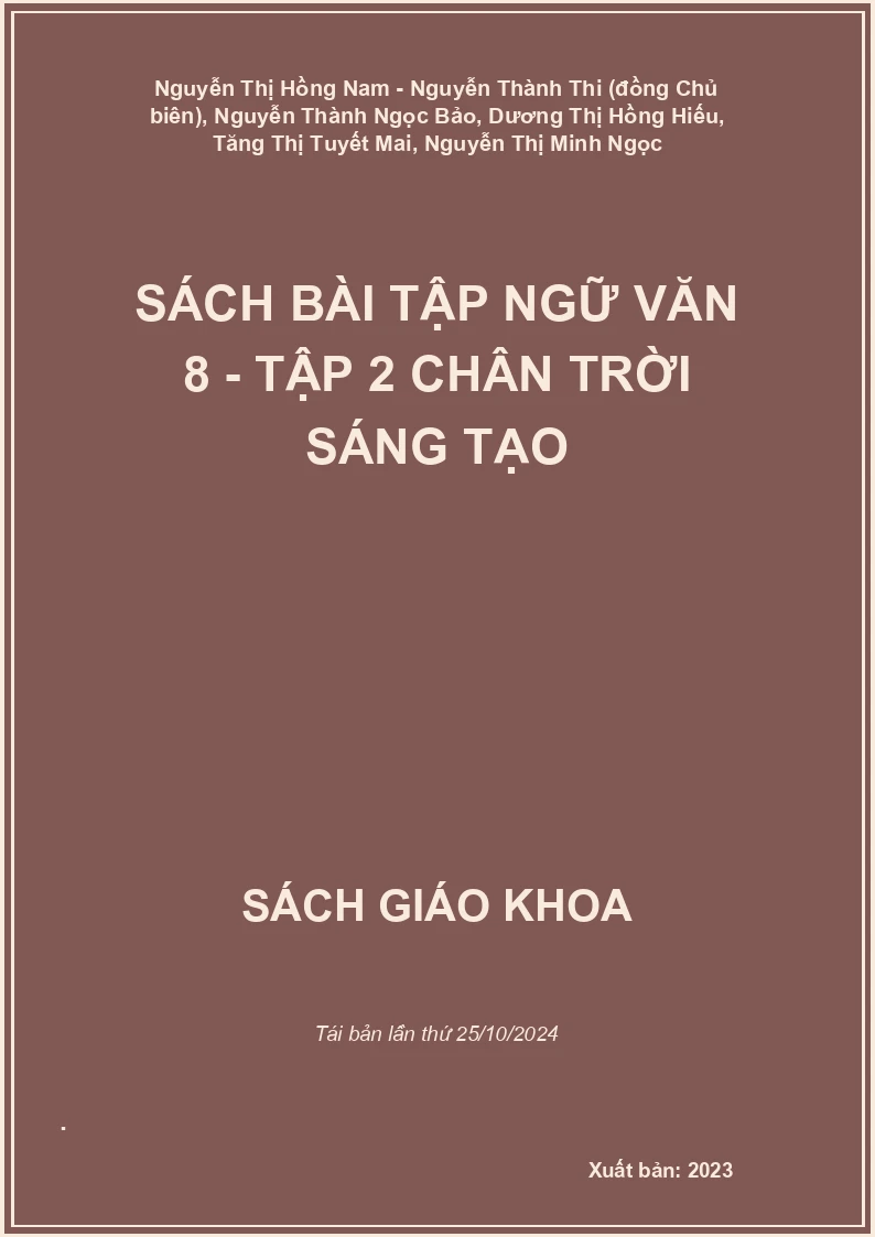 Sách bài tập Ngữ văn 8 - Tập 2 Chân trời sáng tạo
