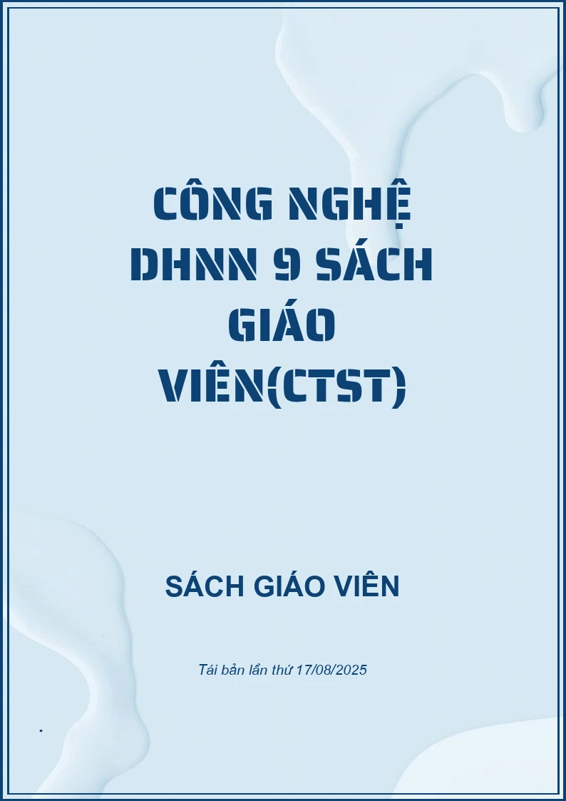 Công nghệ DHNN 9 Sách giáo viên(CTST)