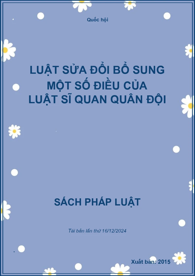 Luật Sửa Đổi Bổ Sung Một Số Điều Của Luật Sĩ Quan Quân Đội