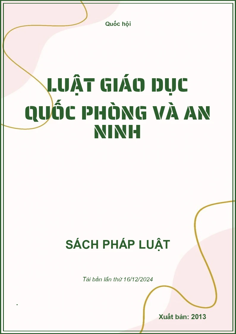 Luật Giáo Dục Quốc Phòng Và An Ninh