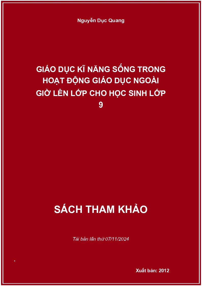 Giáo Dục Kĩ Năng Sống Trong Hoạt Động Giáo Dục Ngoài Giờ Lên Lớp Cho Học Sinh Lớp 9