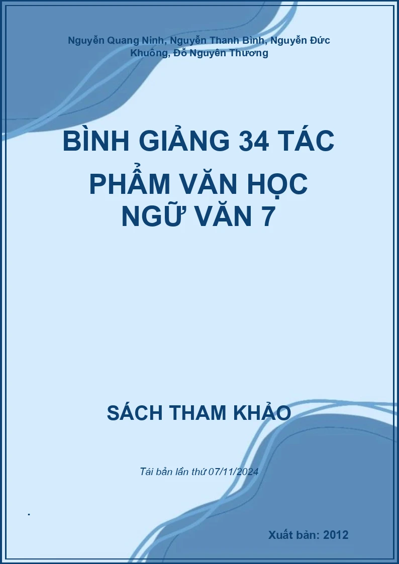 Bình Giảng 34 Tác Phẩm Văn Học Ngữ Văn 7