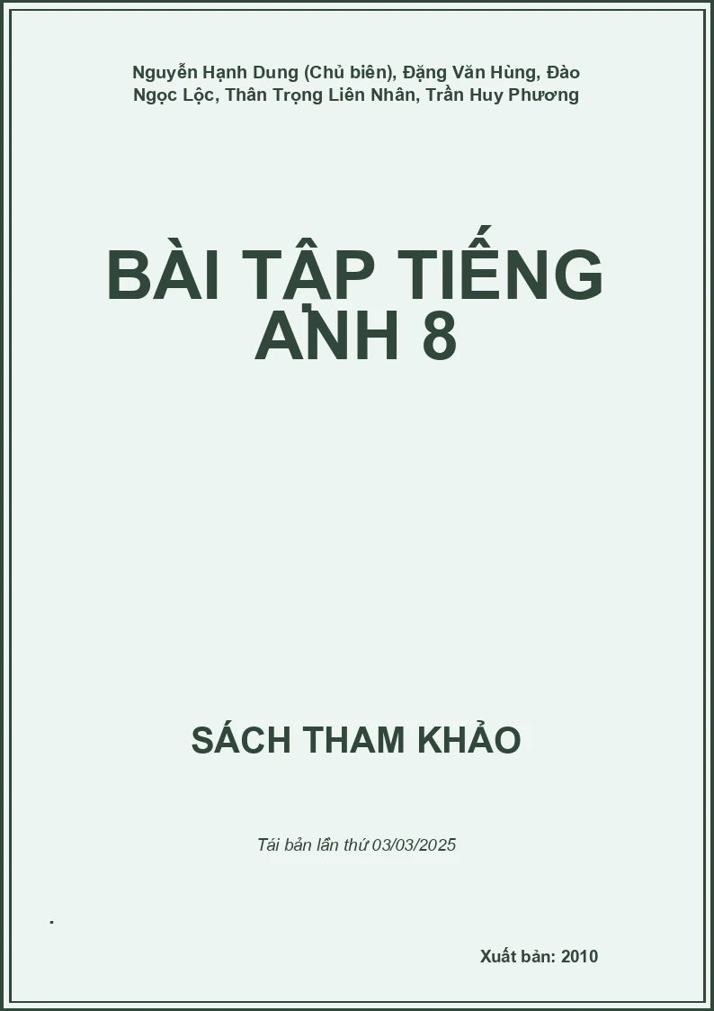 Bài Tập Tiếng Anh 8