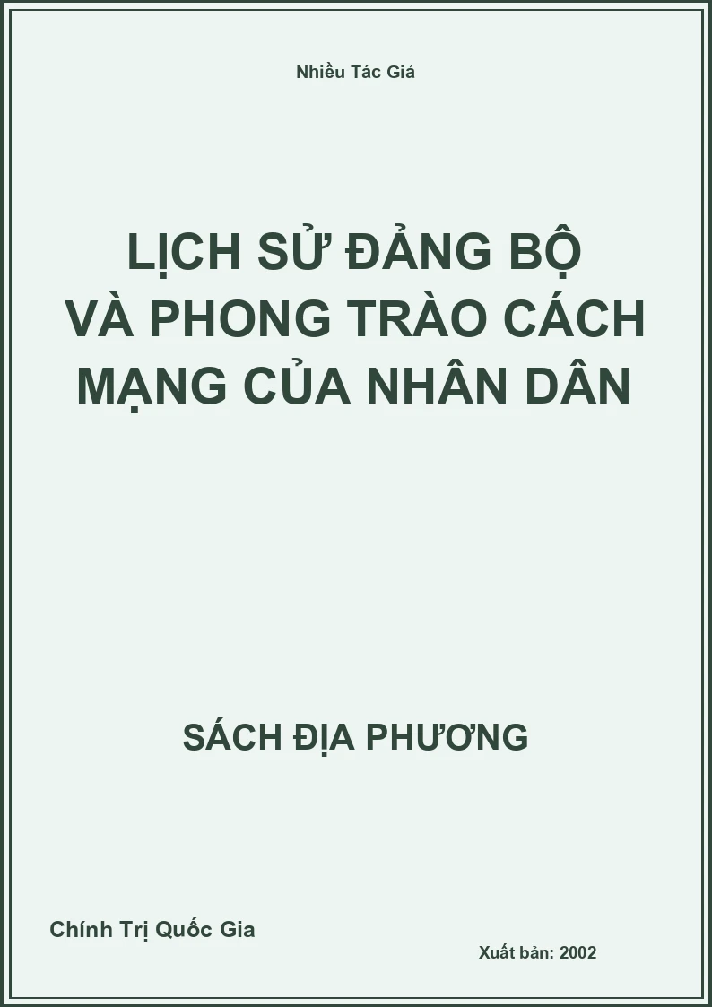 Lịch sử Đảng Bộ và phong trào cách mạng của nhân dân