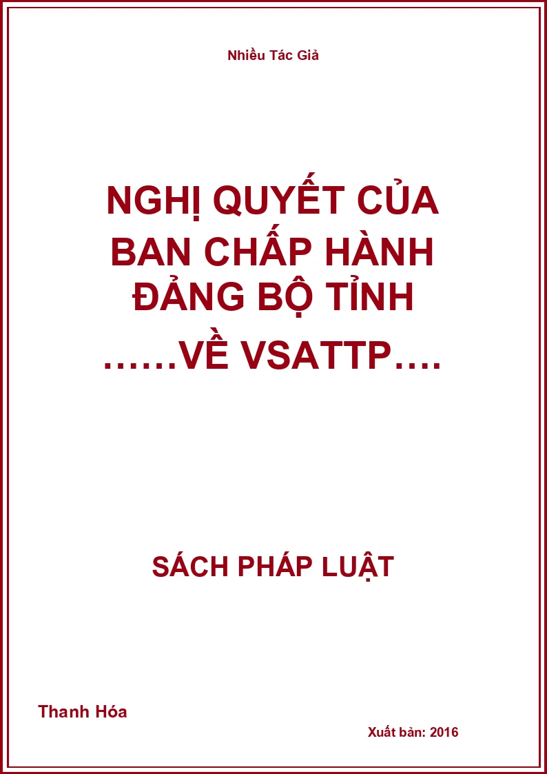 Nghị quyết của ban chấp hành Đảng bộ tỉnh ……về VSATTP….