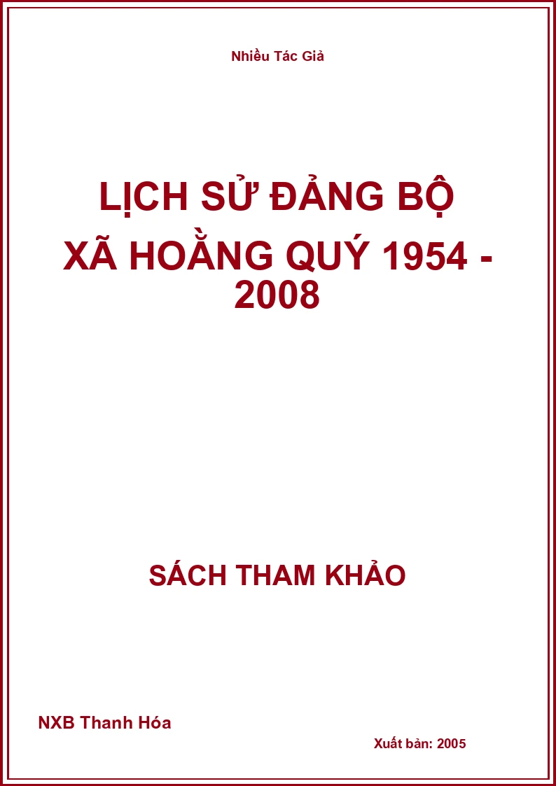 Lịch Sử Đảng bộ xã Hoằng Quý 1954 - 2008