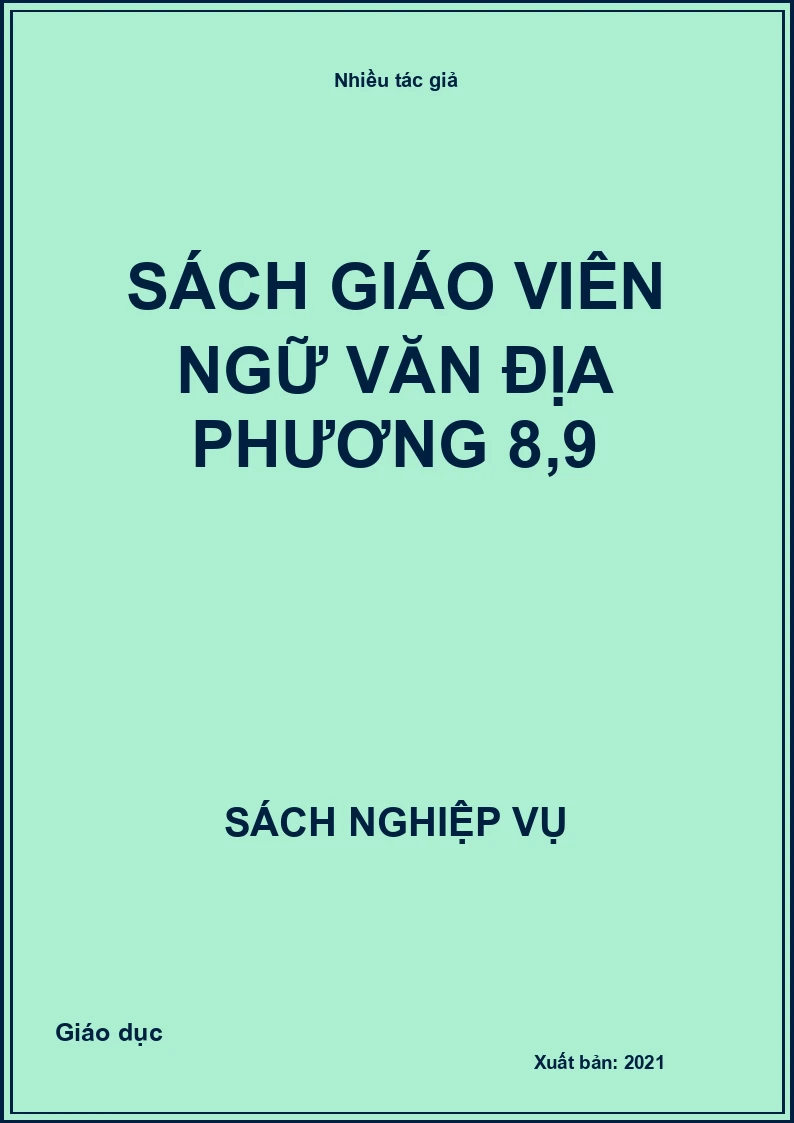 Sách giáo viên ngữ văn địa phương 8,9